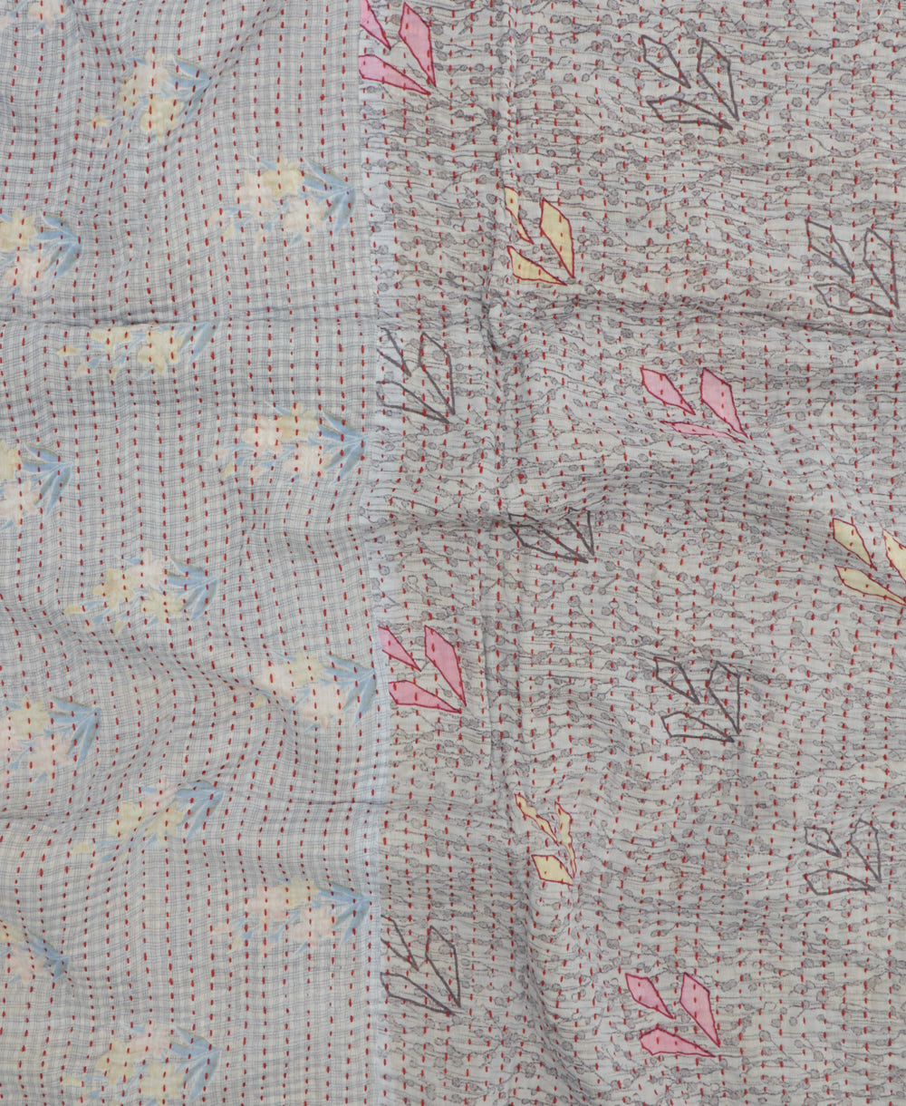 kantha blanket with kantha stitching