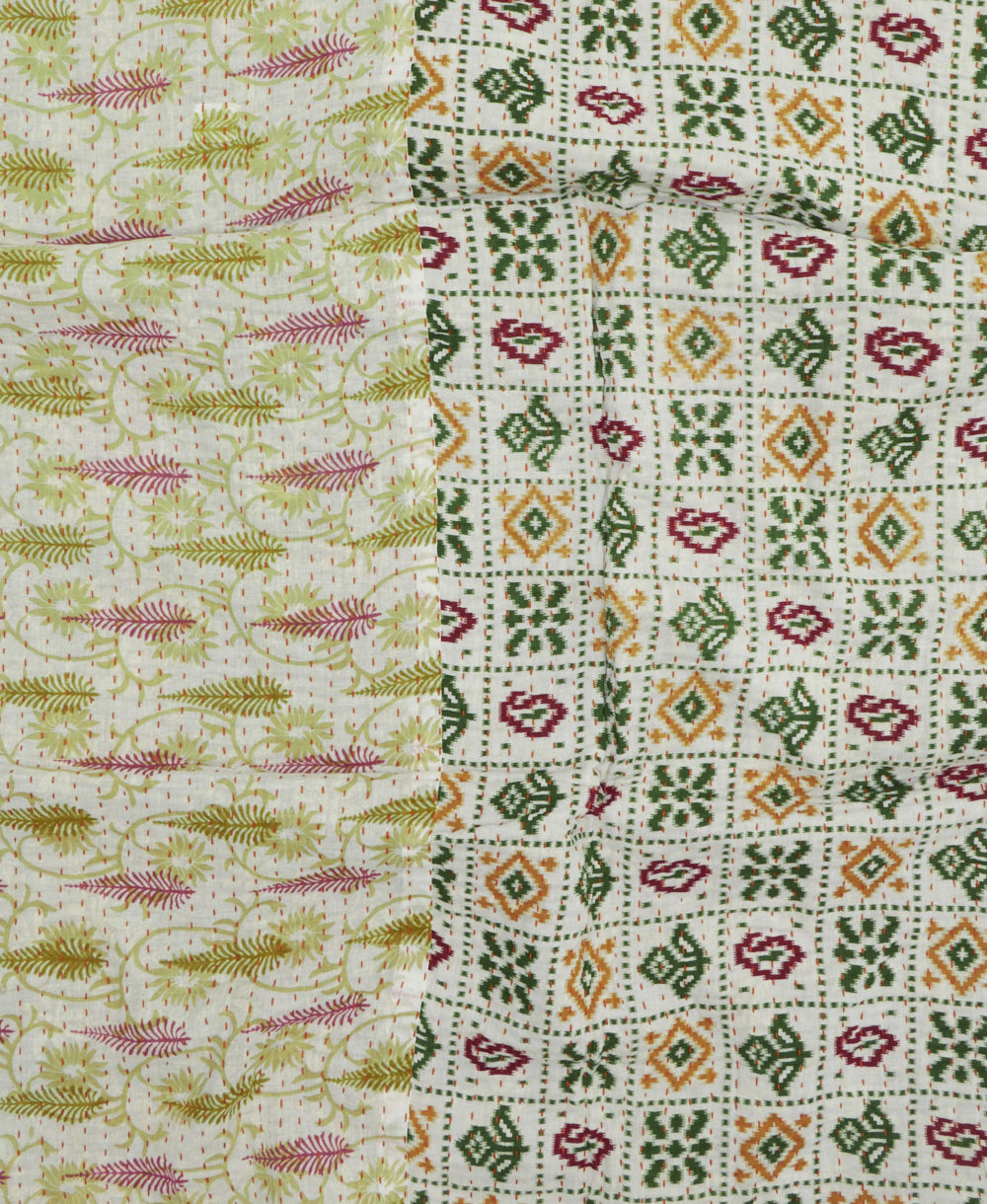 kantha blanket with kantha stitching