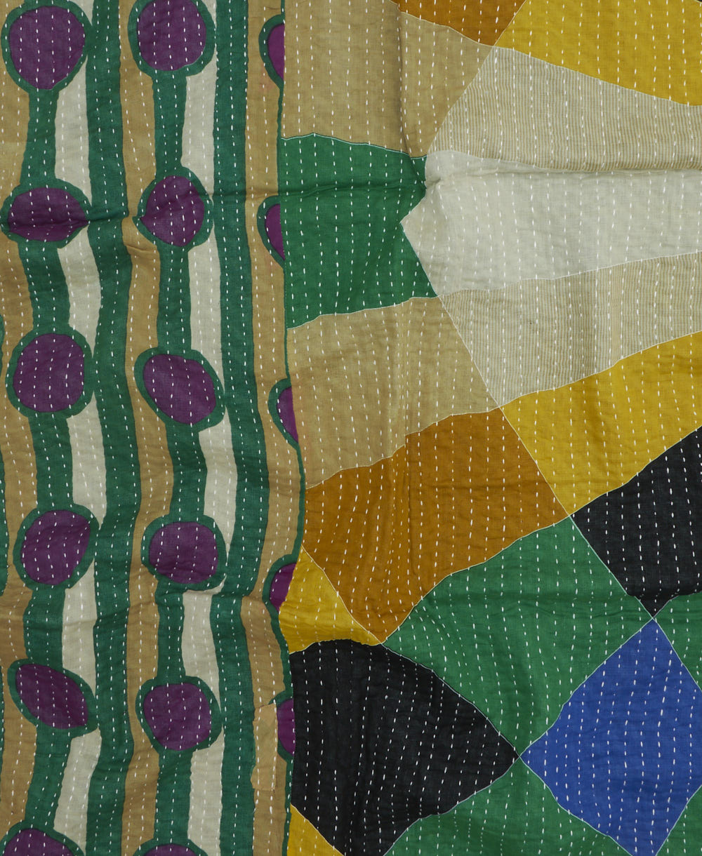 kantha blanket with kantha stitching