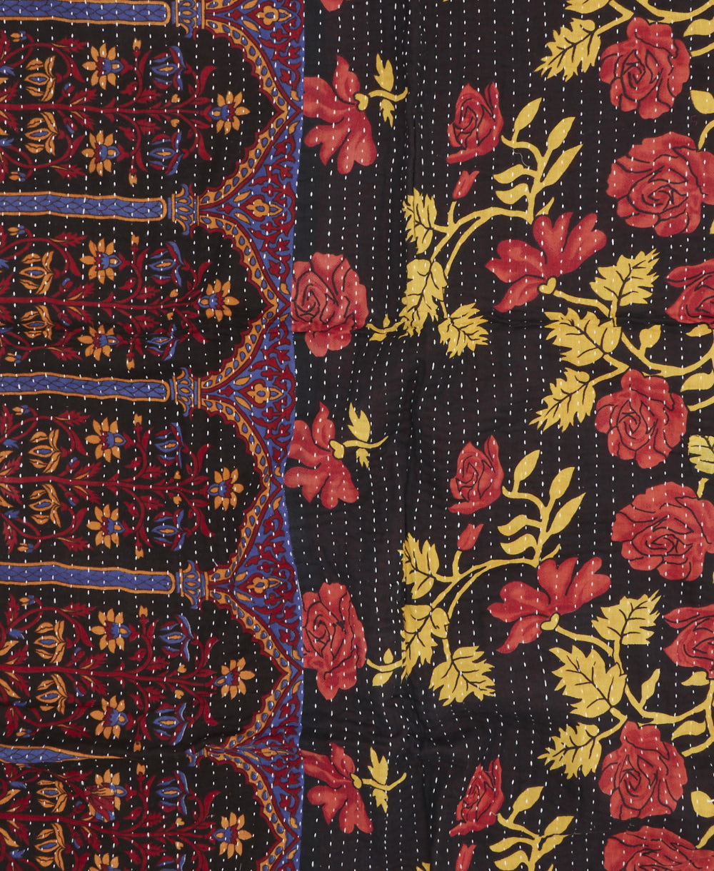 kantha blanket with kantha stitching