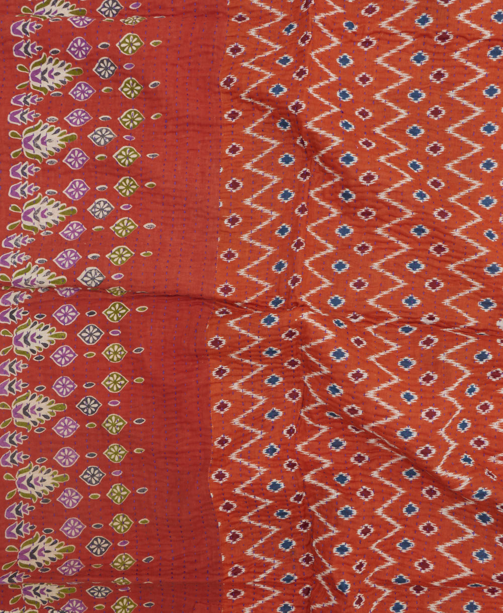 kantha blanket with kantha stitching