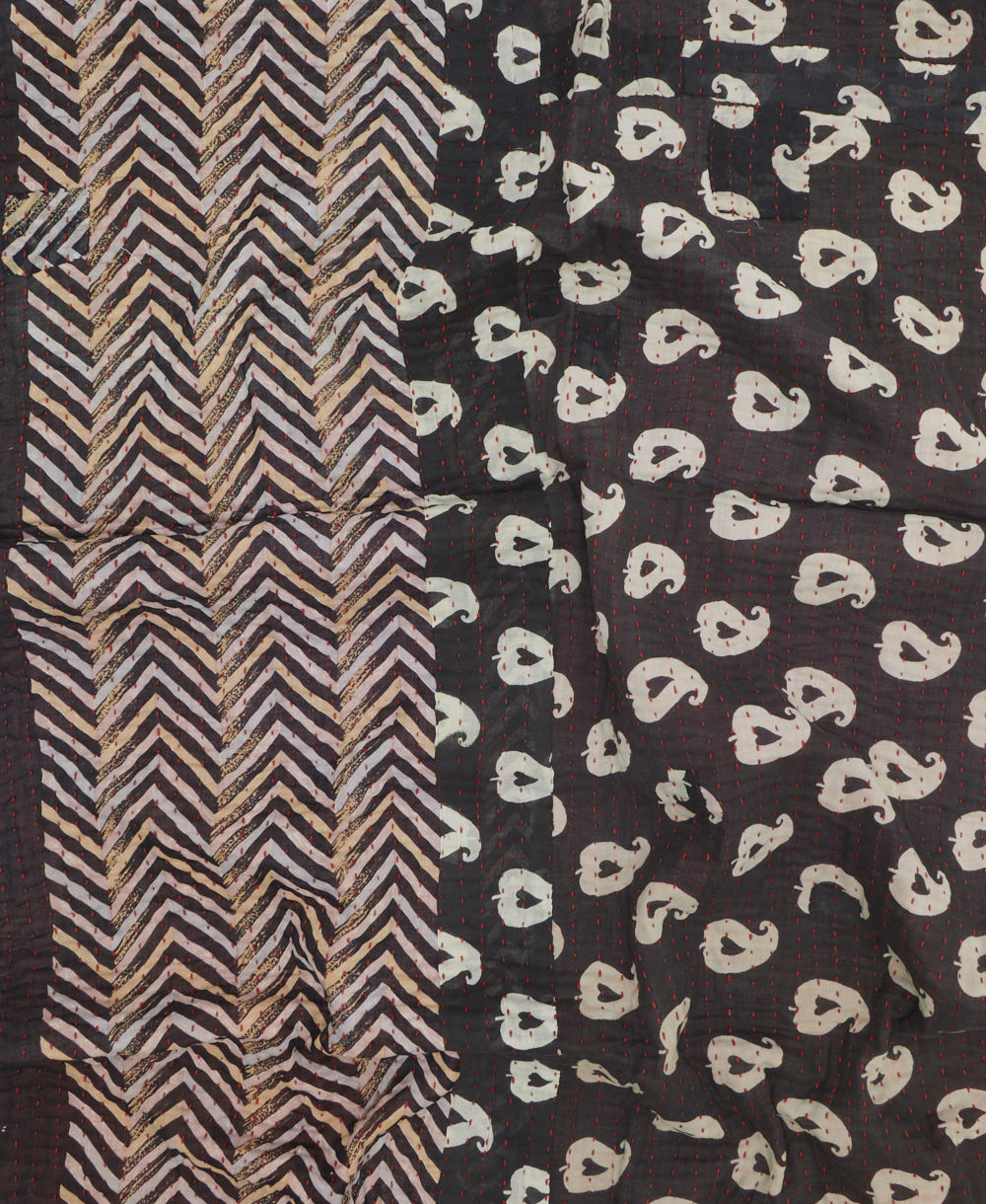 kantha blanket with kantha stitching