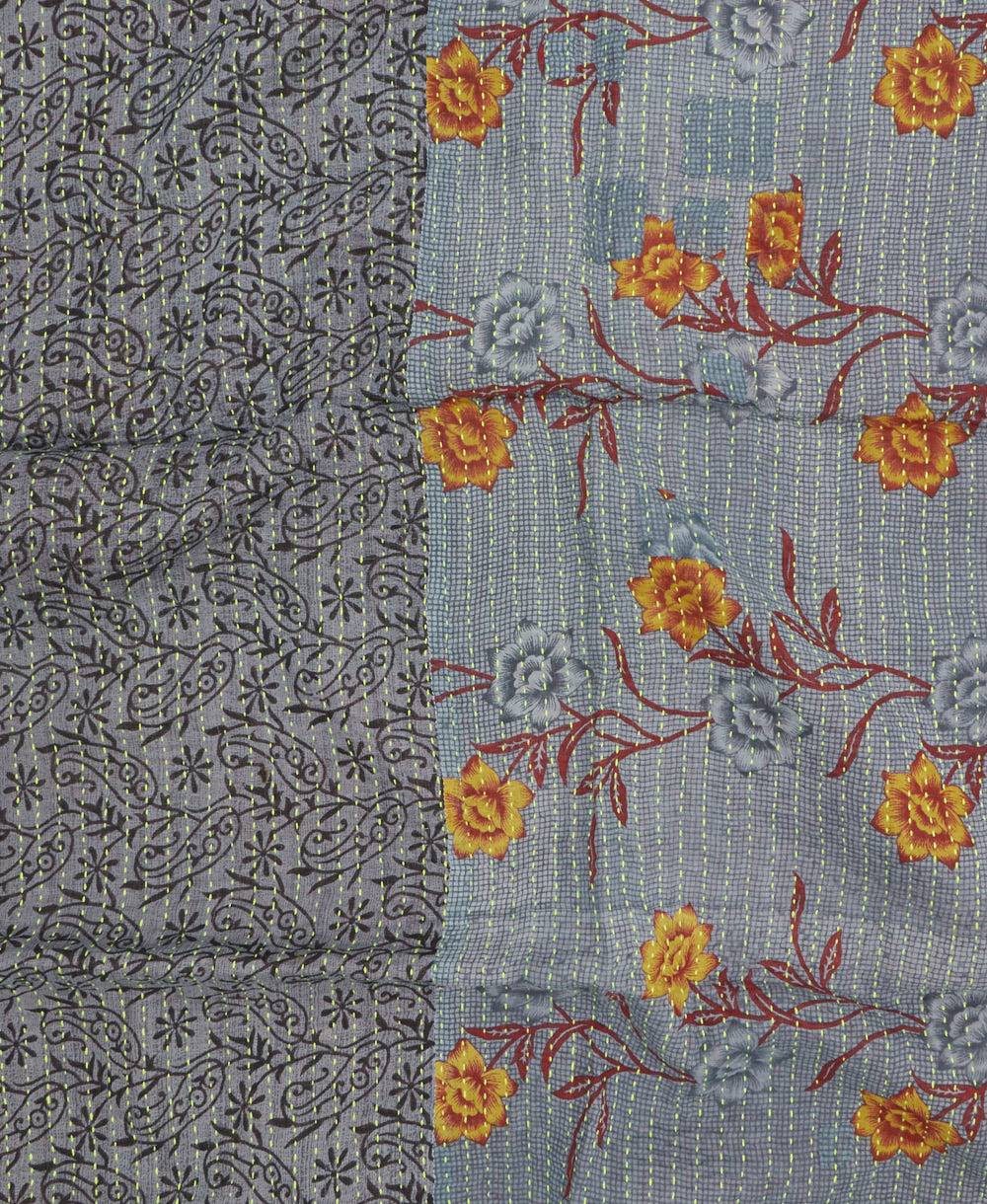 kantha blanket with kantha stitching