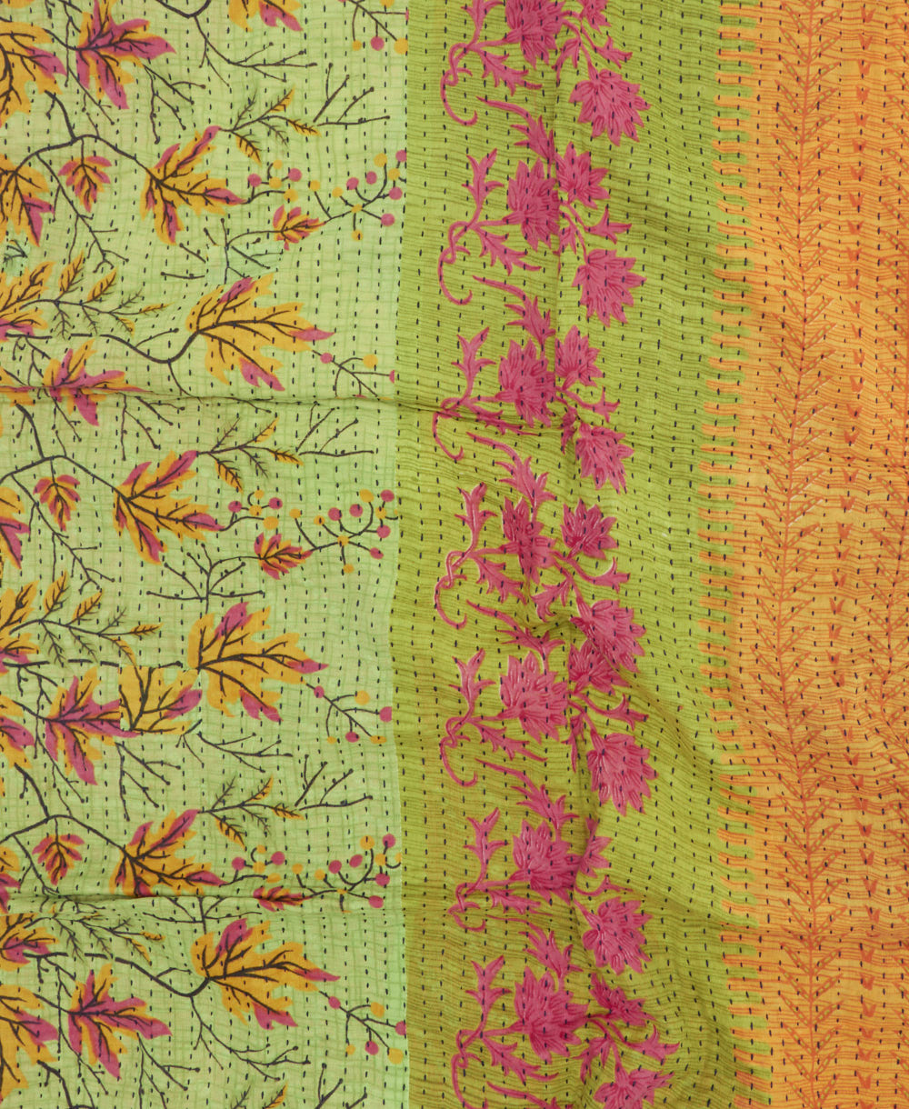 kantha blanket with kantha stitching