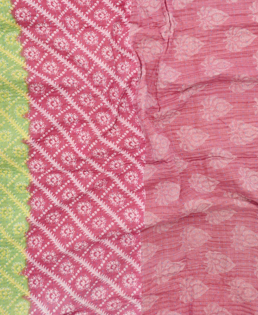 kantha blanket with kantha stitching