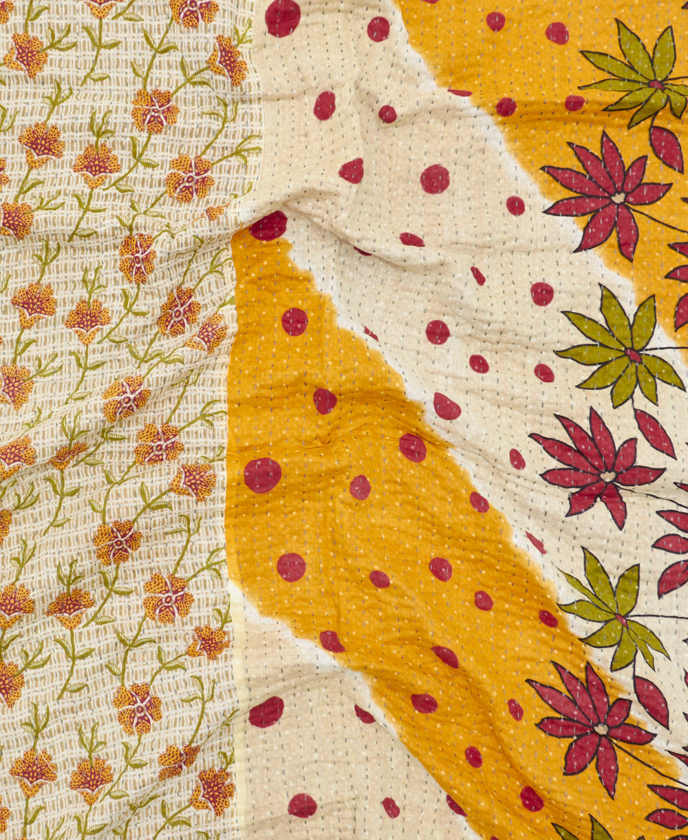 kantha blanket with kantha stitching