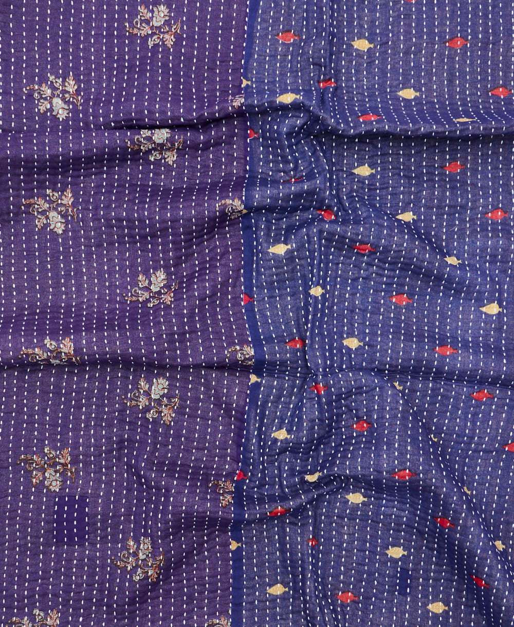 kantha blanket with kantha stitching