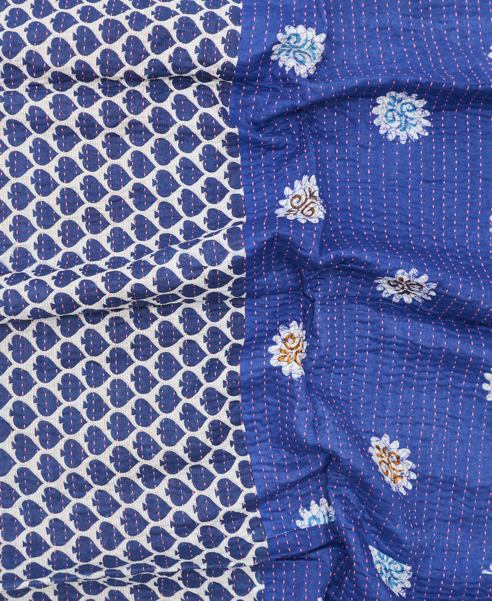 kantha blanket with kantha stitching