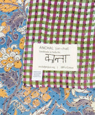 small kantha blanket with signature of the maker on the tag