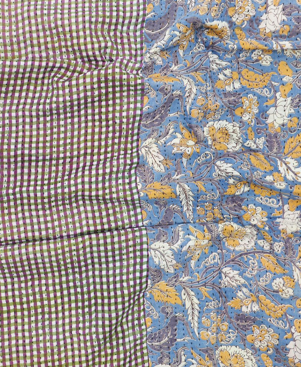kantha blanket with kantha stitching