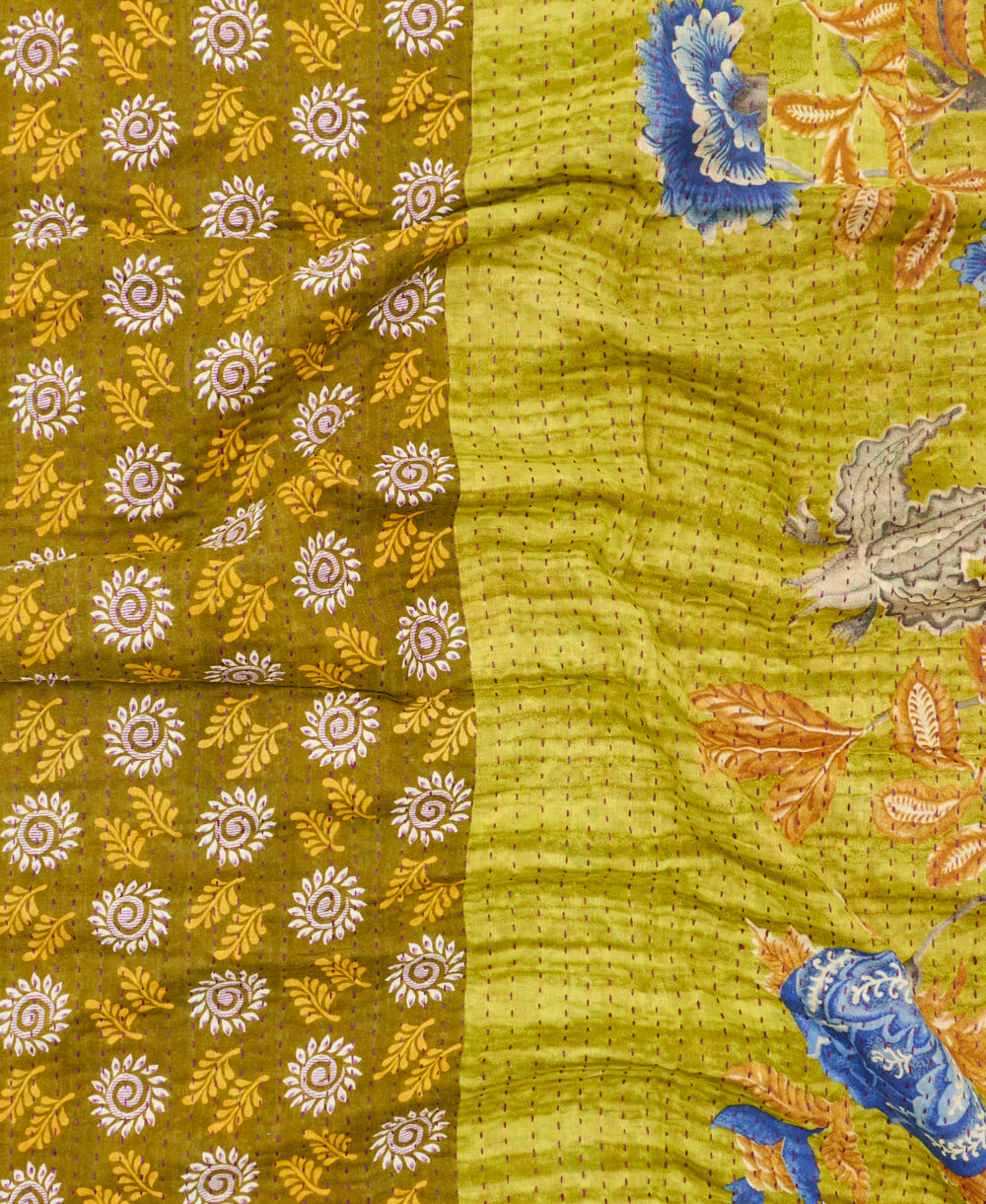 kantha blanket with kantha stitching