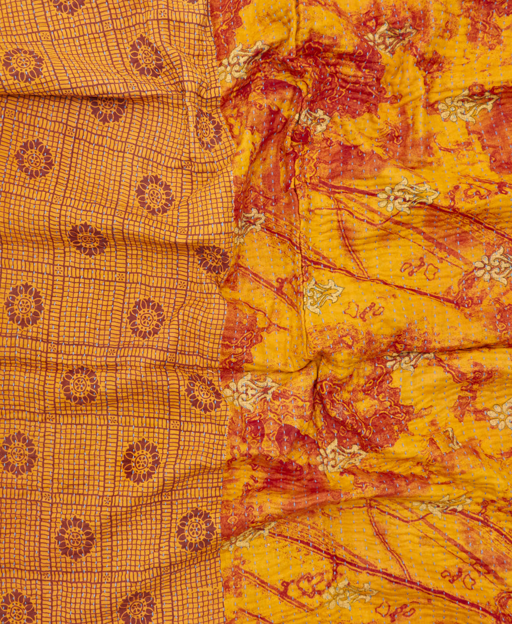 kantha blanket with kantha stitching