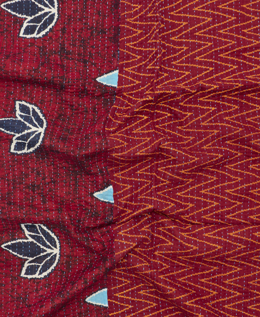 kantha blanket with kantha stitching