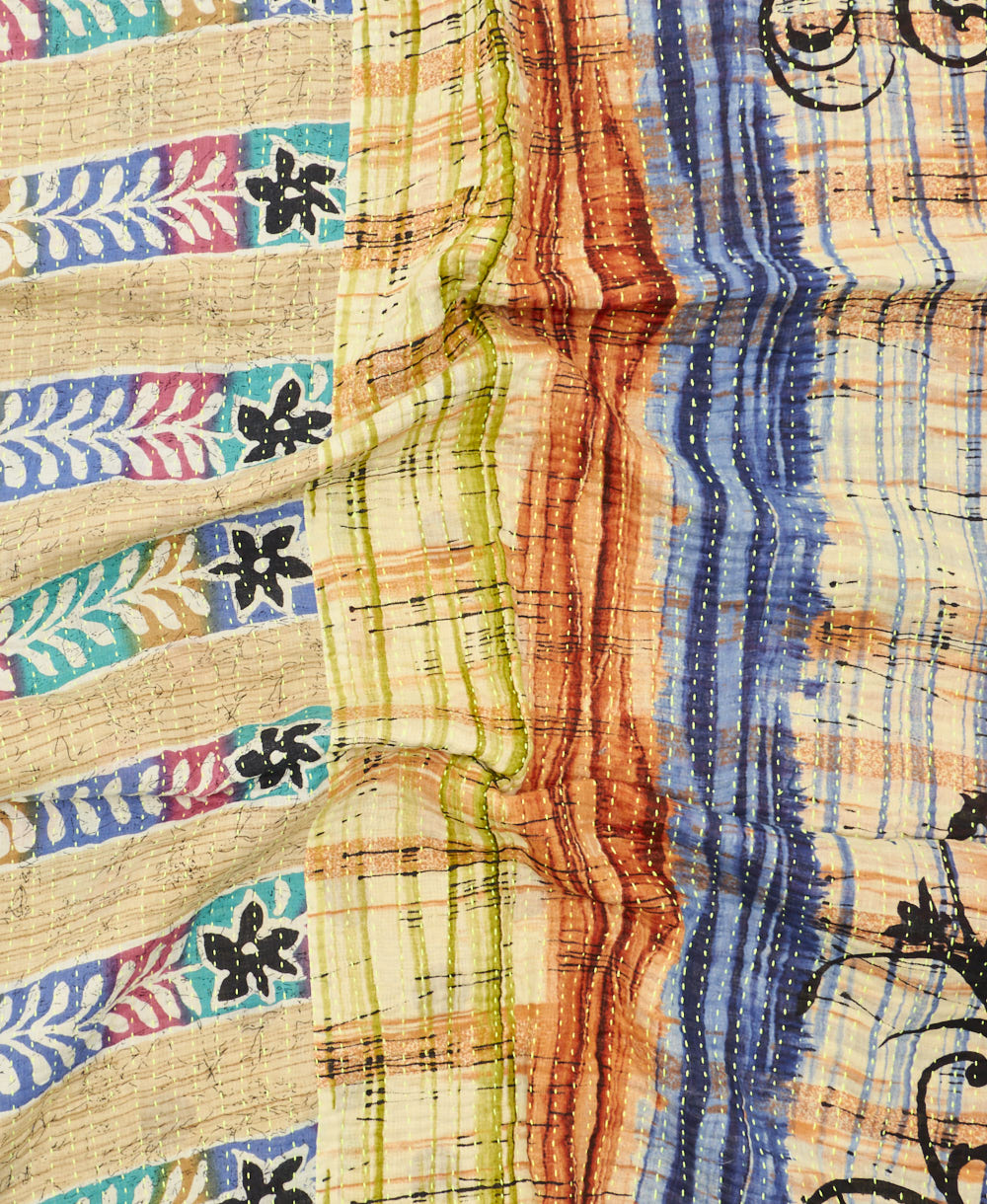 kantha blanket with kantha stitching