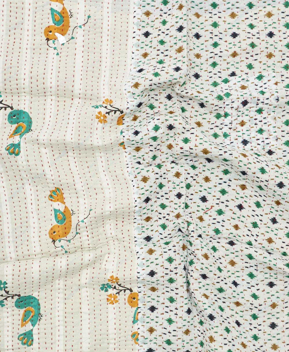 kantha blanket with kantha stitching