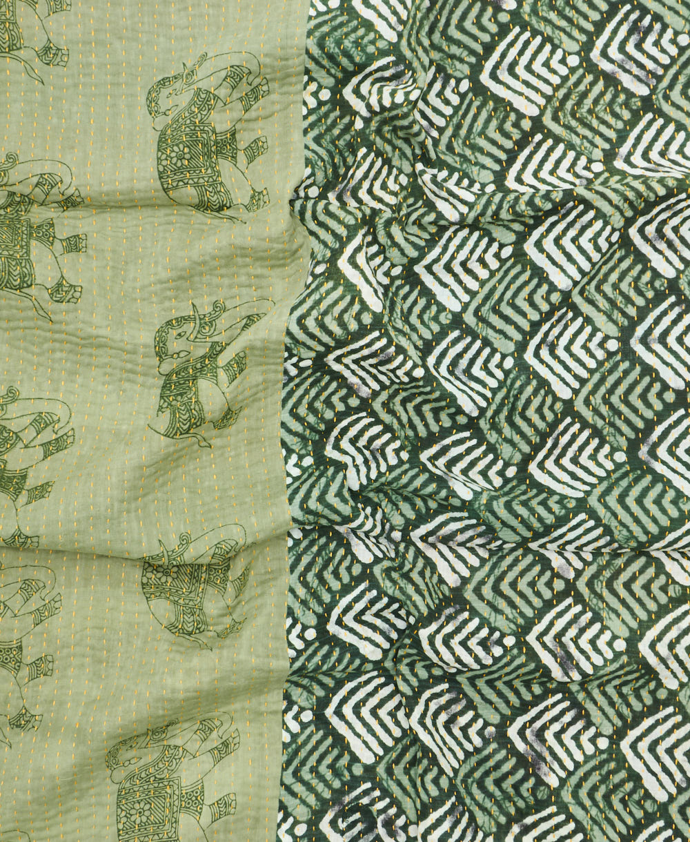 kantha blanket with kantha stitching