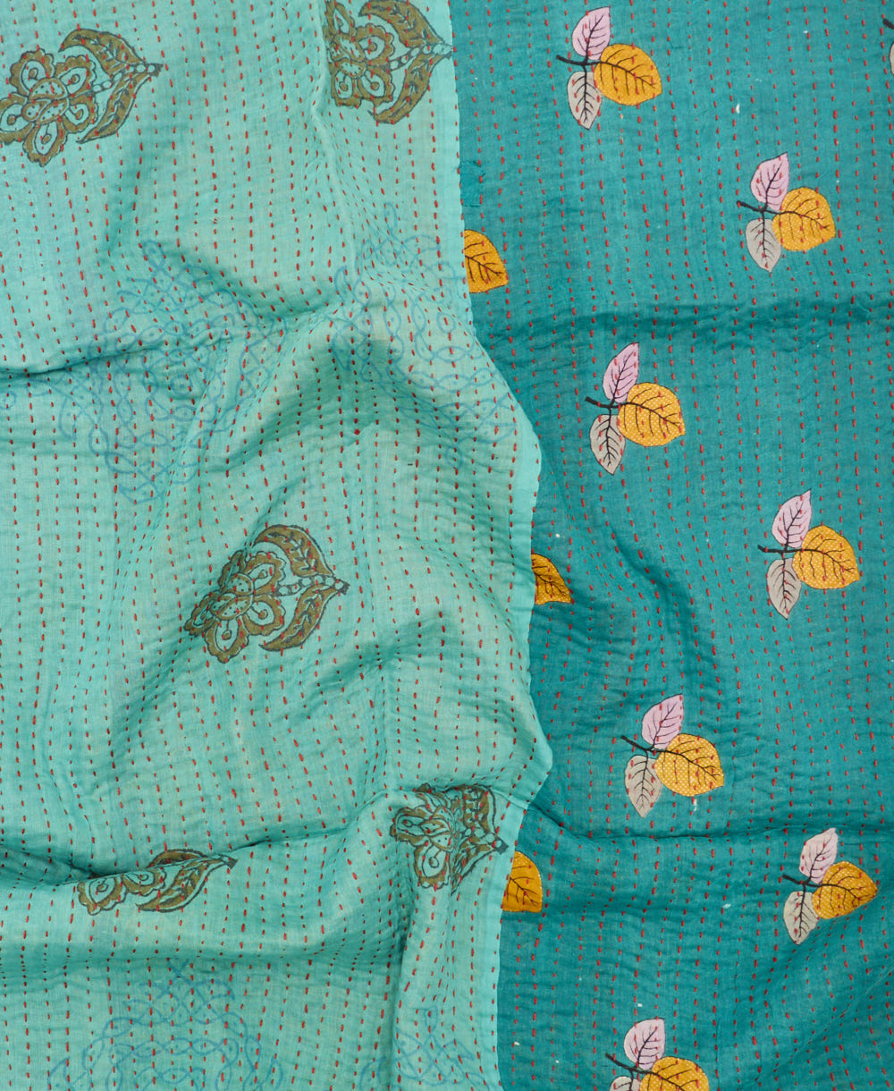 kantha blanket with kantha stitching
