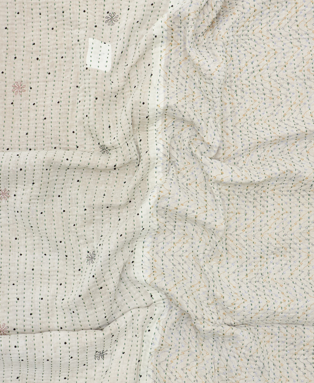 kantha blanket with kantha stitching