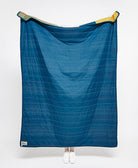 cobalt blue organic cotton throw blanket with modern kantha stitching