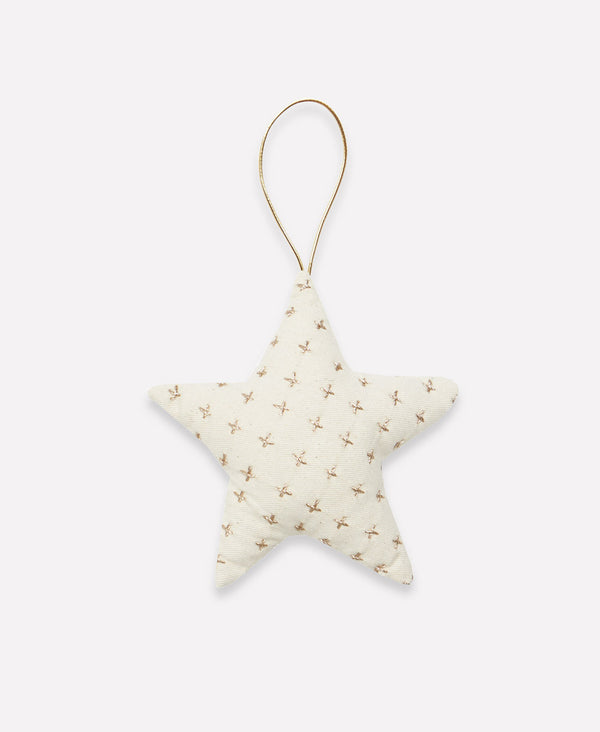 Hand-stitched Cotton Star Ornament - Bone