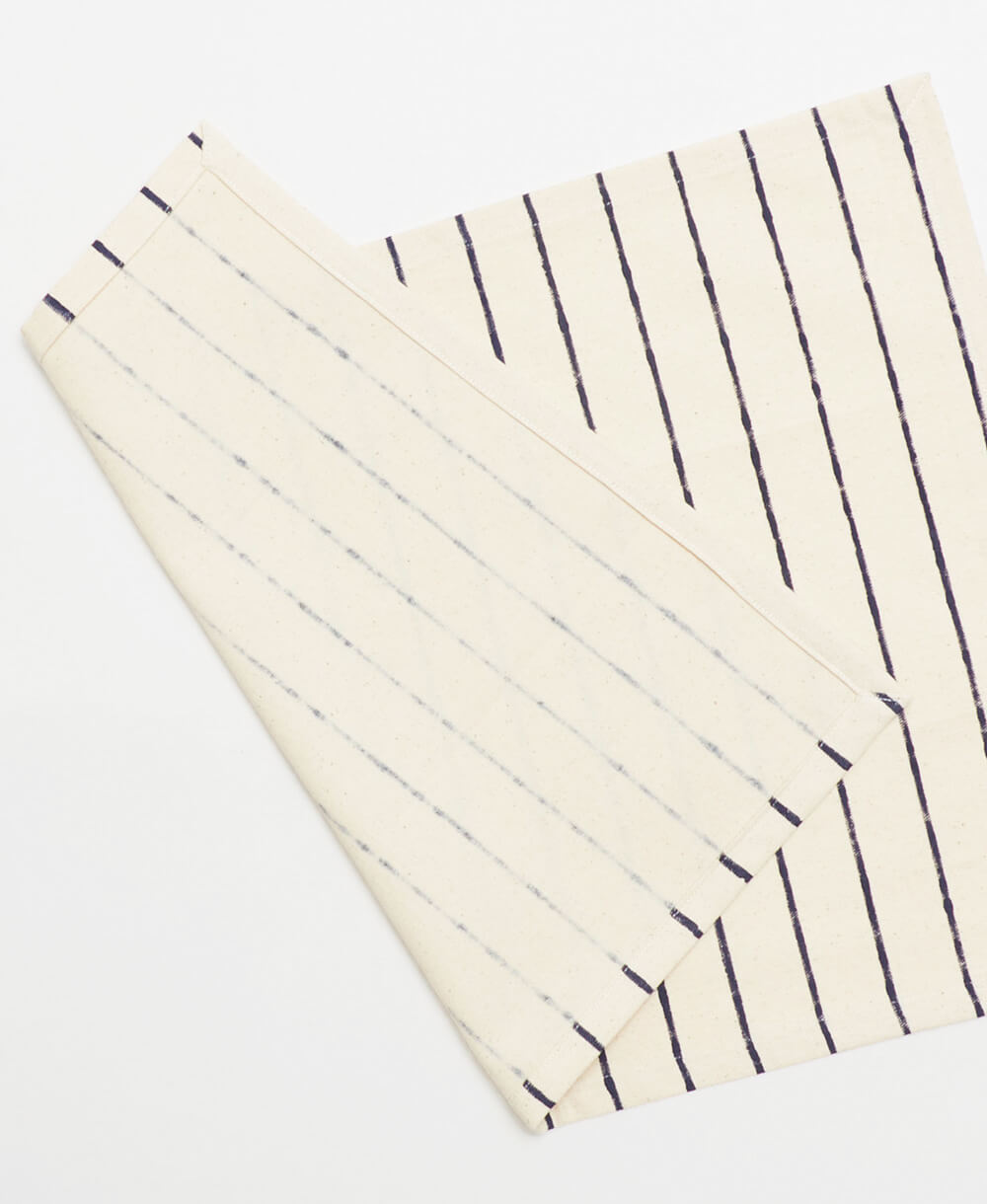 navy blue striped cotton placemats handmade from 100% organic cotton twill by Anchal