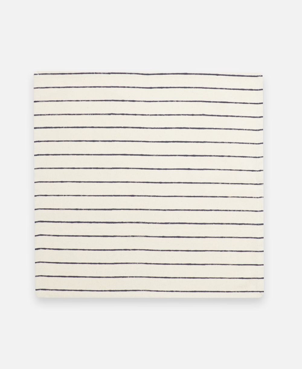 striped block print napkins featuring navy blue horizontal thin stripes