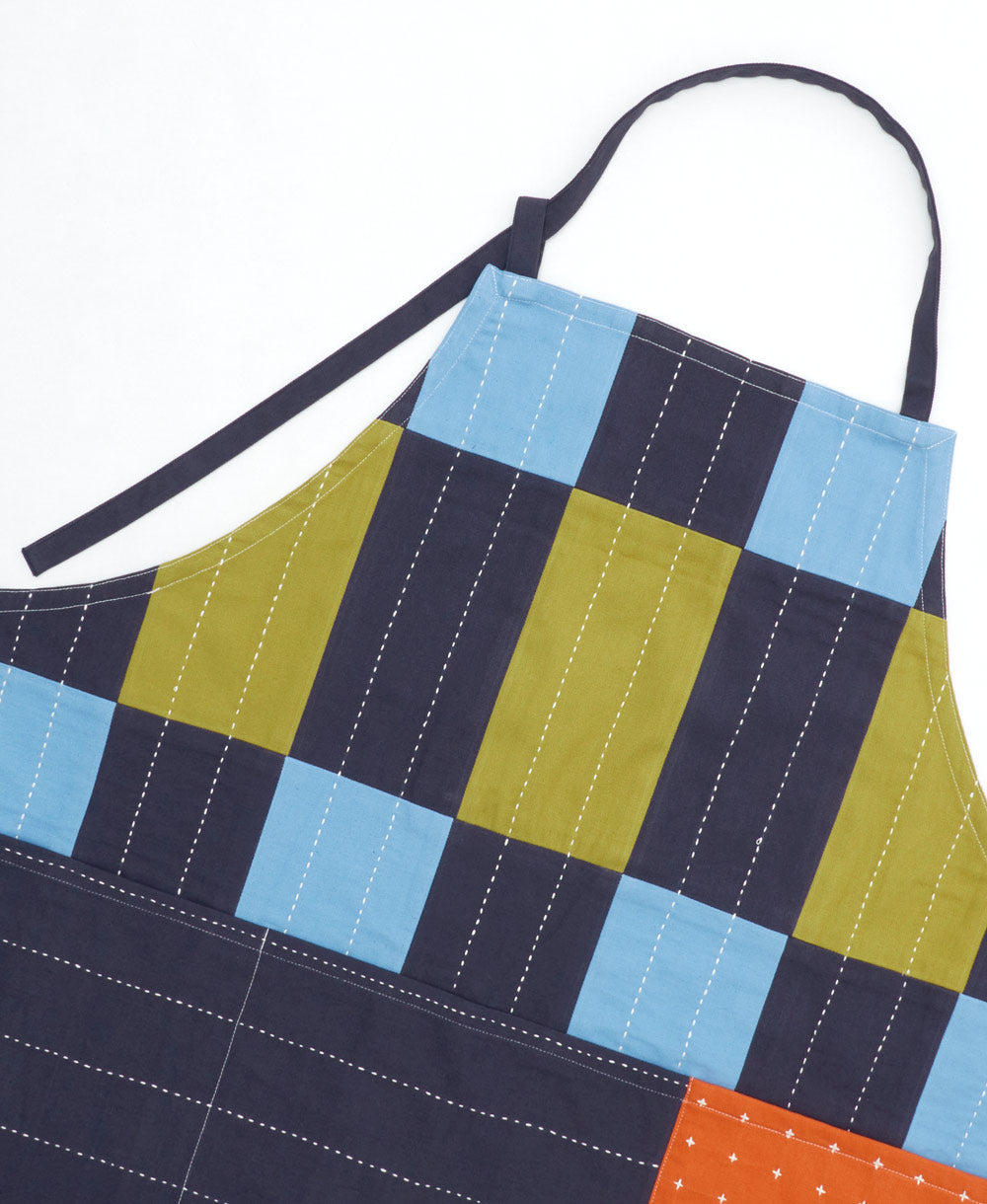 Colorful checkered apron with a white background