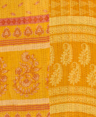 soft twin kantha blanket in a yellow floral pattern made from upcycled vintage cotton saris