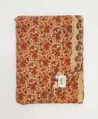 sustainable kantha quilt in twin size with a brown floral pattern