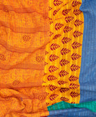 sustainable kantha quilt in twin size with a orange & cerulean stripe pattern