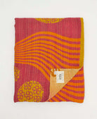 red & yellow oversized paisley quilted throw in twin size handmade in India by Anchal artisans