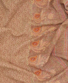 soft twin kantha blanket in light tan and pink floral print made from upcycled vintage cotton saris