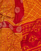 soft twin kantha blanket in orange and red diamond print made from upcycled vintage cotton saris