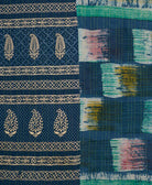 ethically made midnight blue watercolor twin kantha quilt made from vintage cotton saris in India