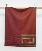 sangria red twin kantha quilt in a paisley pattern handmade in India