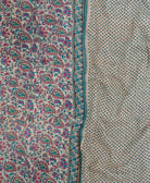 soft twin kantha blanket in grey, teal & hot pink paisley pattern made from upcycled vintage cotton saris