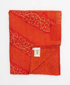 vermillion orange floral quilted throw in twin size handmade in India by Anchal artisans