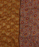 soft twin kantha blanket in camel & mustard floral pattern made from upcycled vintage cotton saris