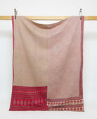 pink & red twin kantha quilt in ditsy floral pattern handmade in India