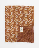 brown & tan leaf quilted throw in twin size handmade in India by Anchal artisans