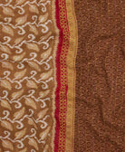 soft twin kantha blanket in brown & tan leaf pattern made from upcycled vintage cotton saris