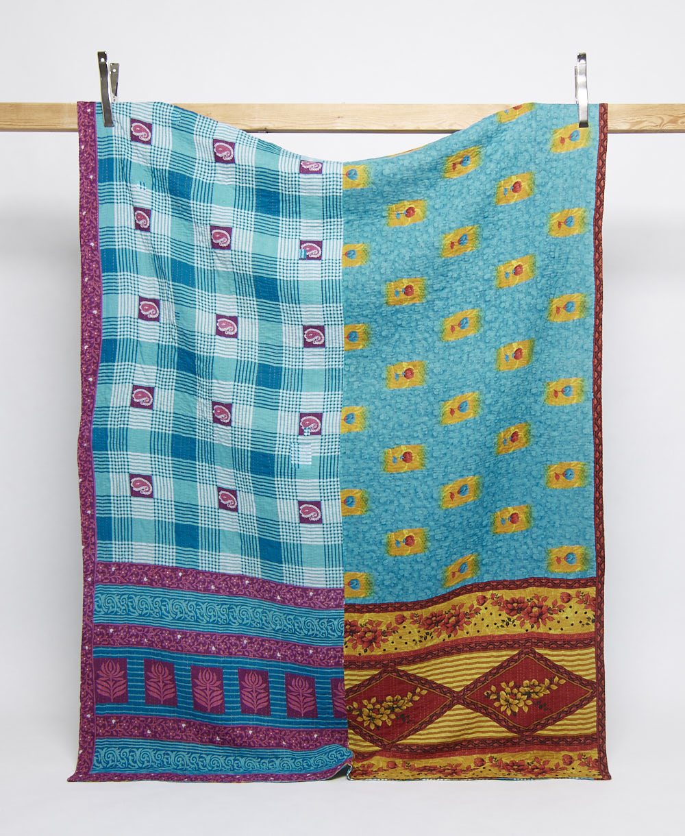twin kantha quilt handmade in India