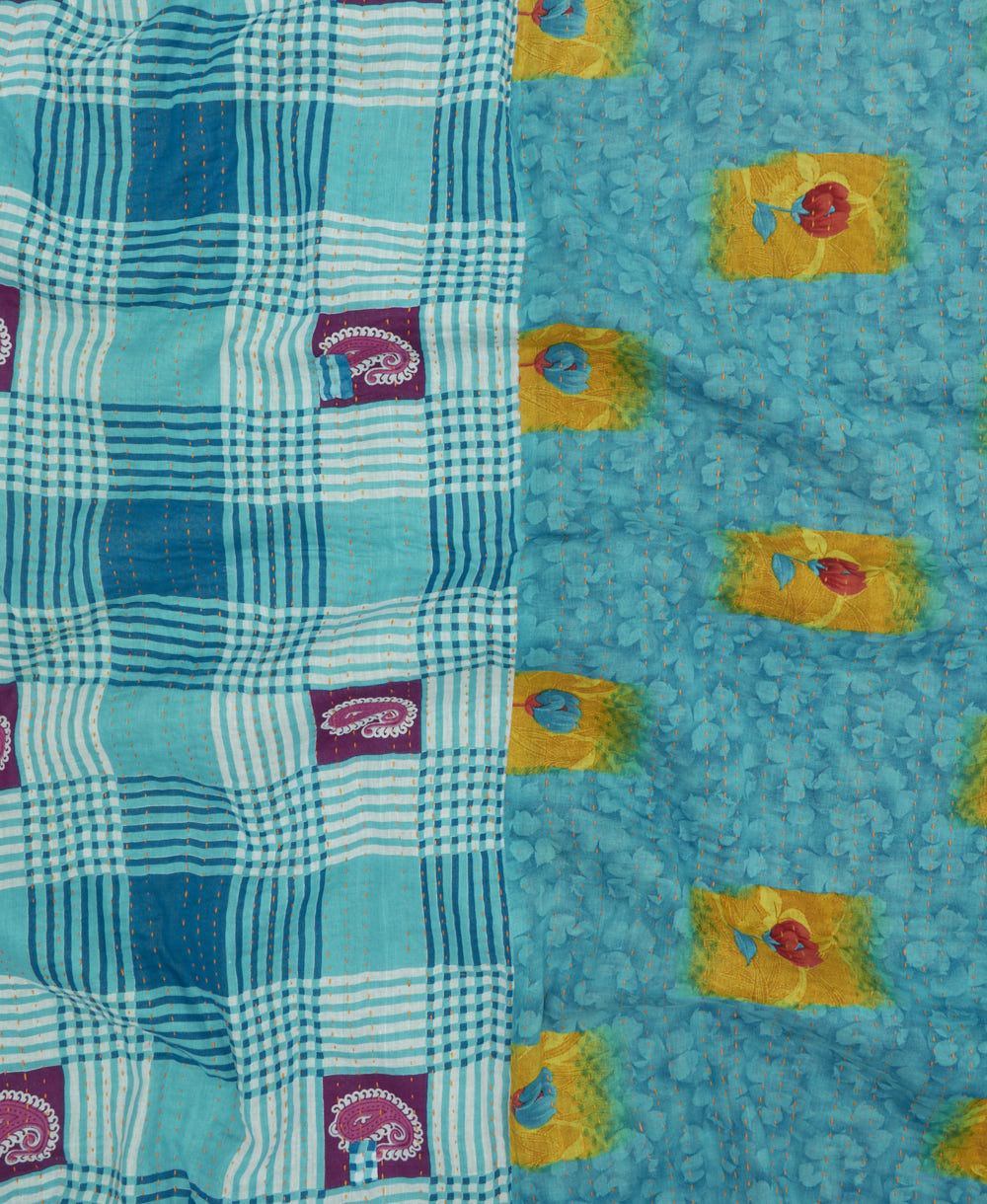 quilted throw in twin size handmade in India by Anchal artisans