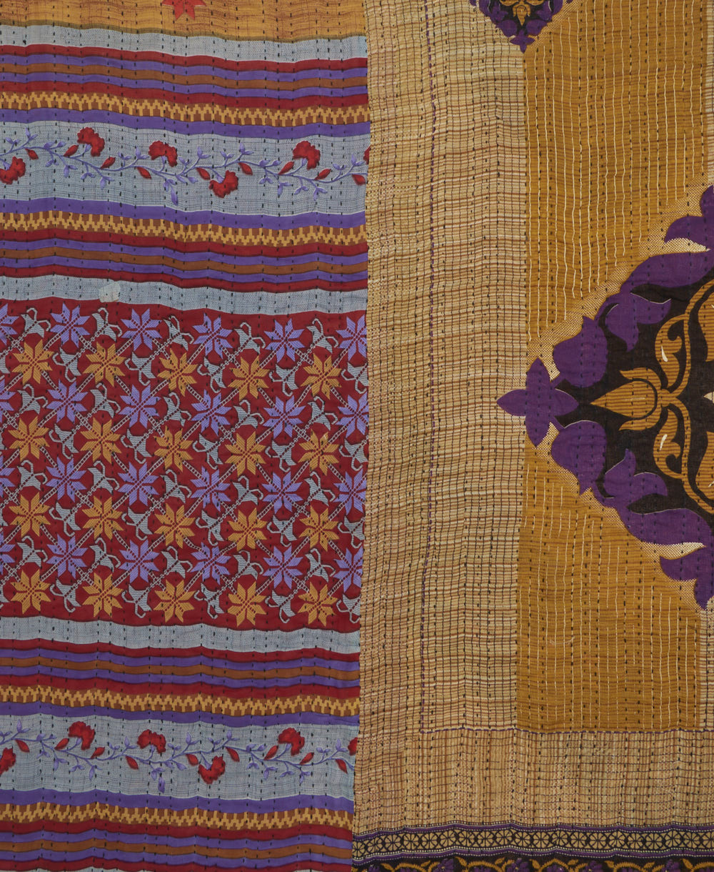 quilted throw in twin size handmade in India by Anchal artisans