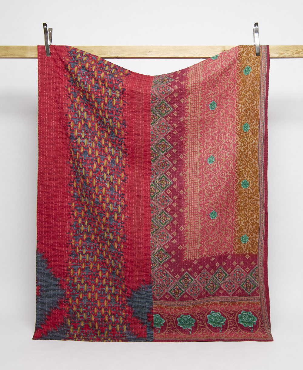 twin kantha quilt handmade in India