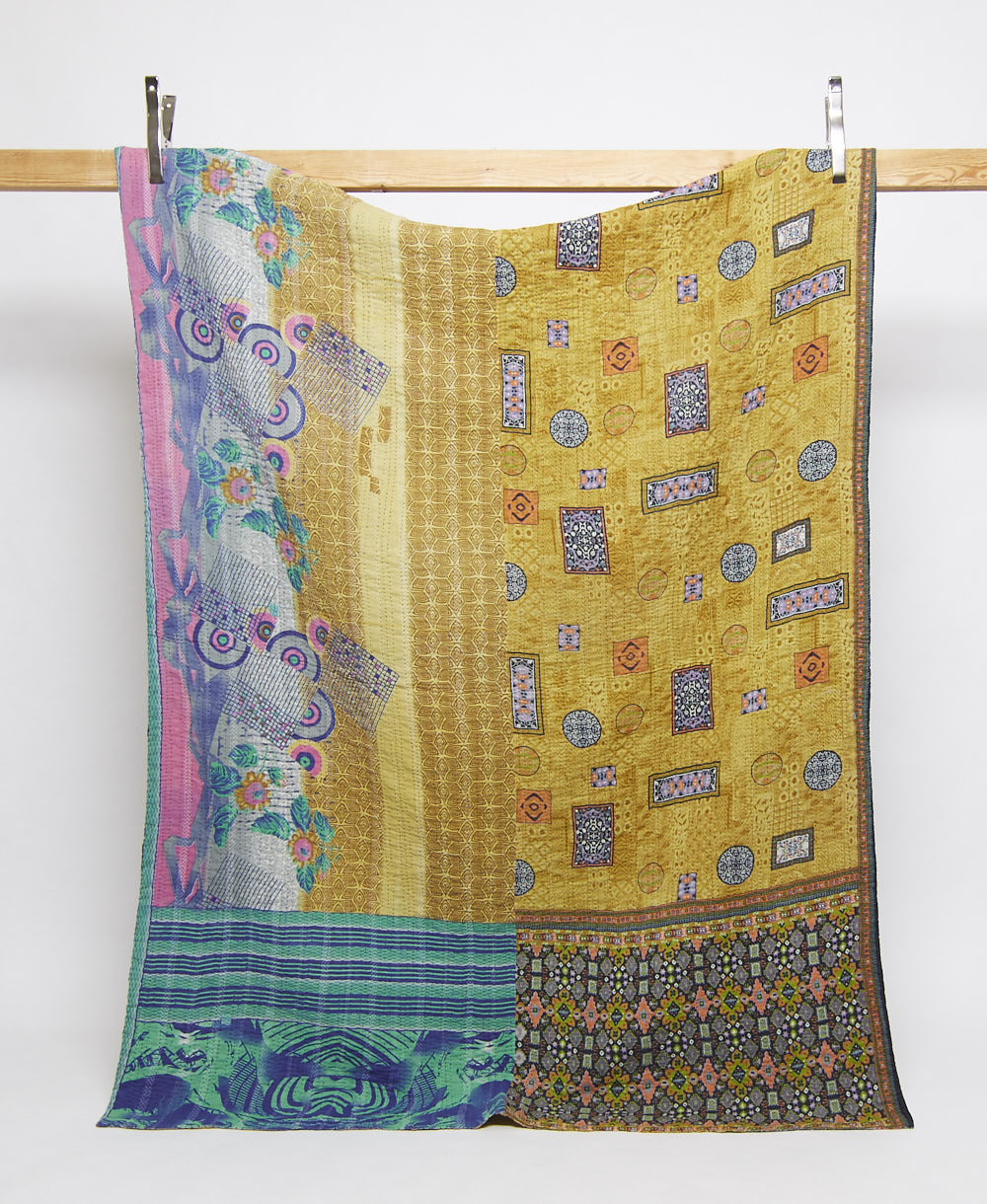 twin kantha quilt handmade in India