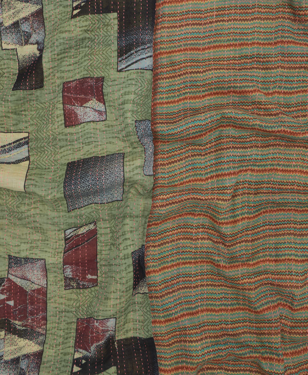 quilted throw in twin size handmade in India by Anchal artisans