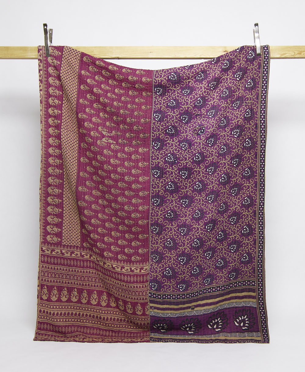 twin kantha quilt handmade in India