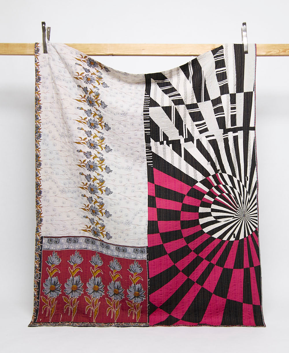 twin kantha quilt handmade in India