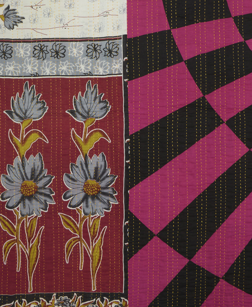 quilted throw in twin size handmade in India by Anchal artisans